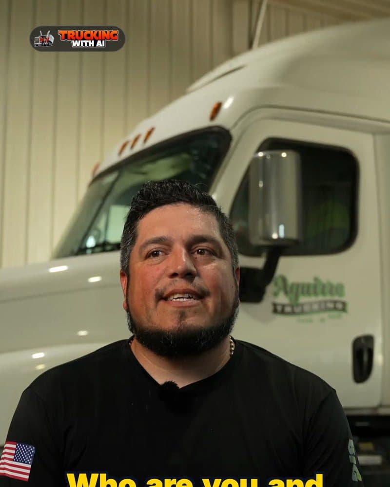 Vidal Aguirre in front of an Aguirre truck
